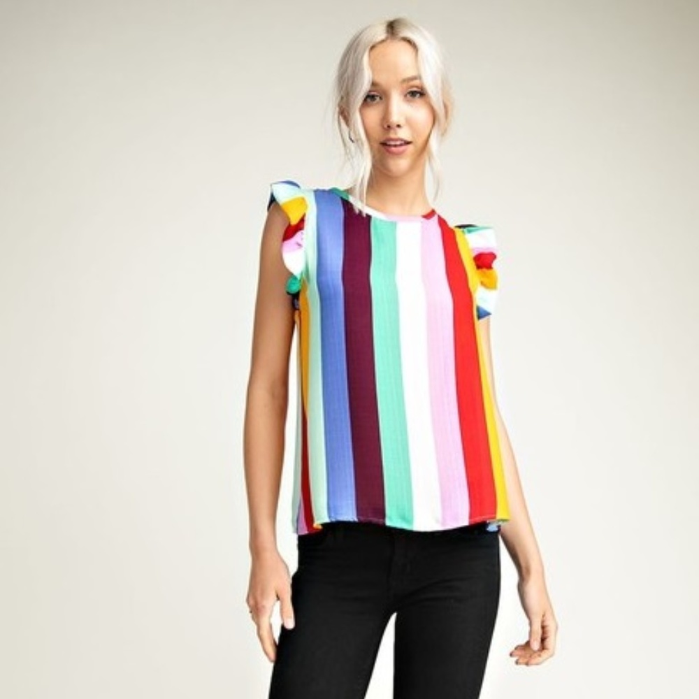 Rainbow Ruffled Top